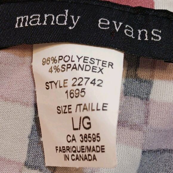 Mandy Evans Tank Top Large Pink Black Tan Geometric Sleeveless Cowl Drop Neck - Picture 2 of 8